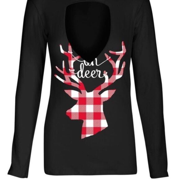 Swanky Coconut "Oh Deer" Long Sleeve Choker Tee - Picture 2 of 8